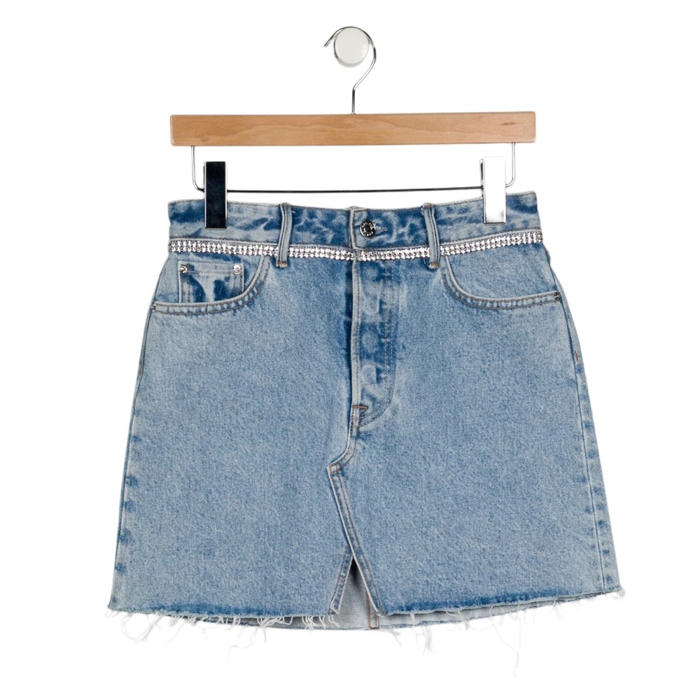NWT GRLFRND Denim Milla Crystal Embellished Skirt Sz 26